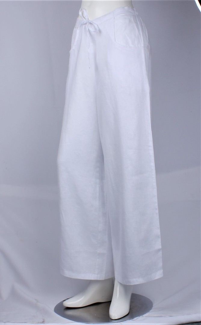 Alice & Lily  linen trousers w pockets white STYLE: AL/ND-382 SIZES : S/M/L image 0